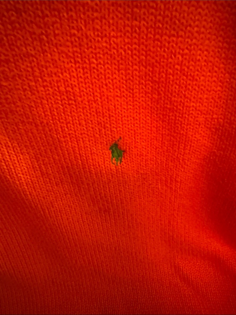 Polo by Ralph Lauren Bright Orange Crewneck Sweater with Green Pony